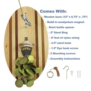 Hook and Ring Pro (Beach Stripes) with Bottle Opener and Magnetic Bottle Cap Catch