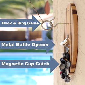 Hook and Ring Pro (Beach Stripes) with Bottle Opener and Magnetic Bottle Cap Catch