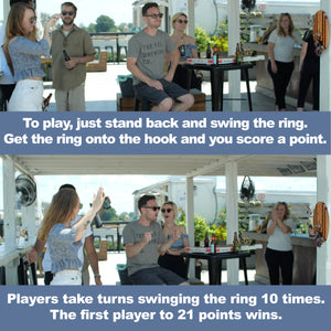 Hook and Ring Pro (Beach Stripes) with Bottle Opener and Magnetic Bottle Cap Catch