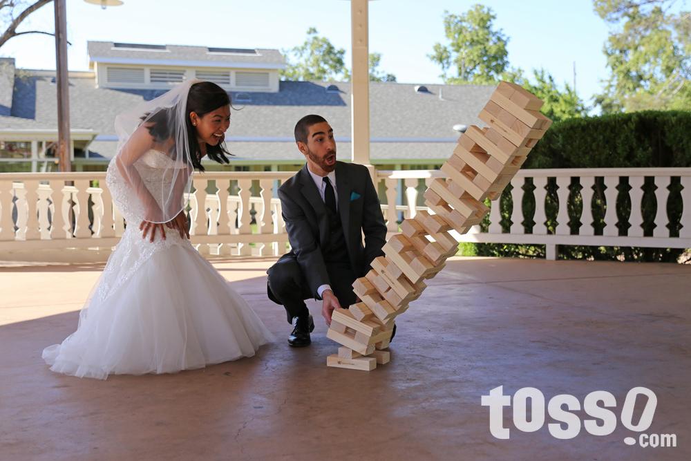 Giant Tumble Tower Wedding Game