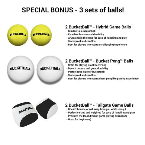 Bucket Ball - Party Pack With Inflatable Racks + 3 sets of balls