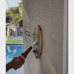 Hook and Ring Pro (Beach Stripes) with Bottle Opener and Magnetic Bottle Cap Catch