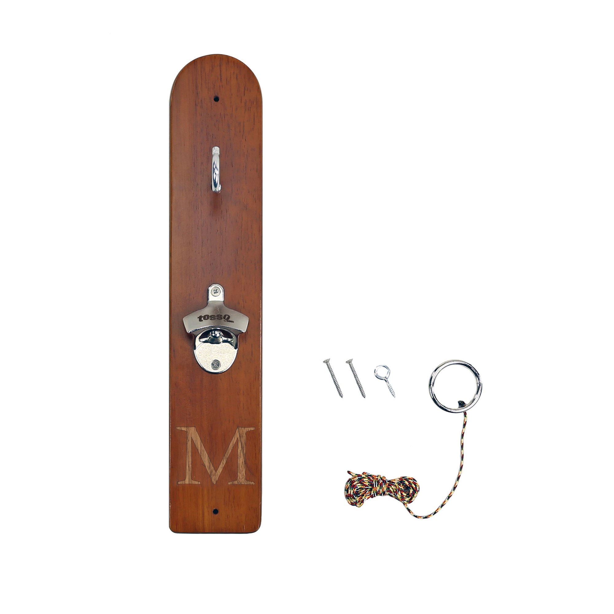 Personalized Hook and Ring Game with Bottle Opener and Magnetic Bottle Cap Catch