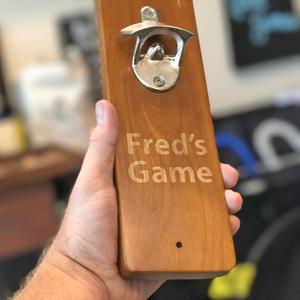 Personalized Hook and Ring Game with Bottle Opener and Magnetic Bottle Cap Catch